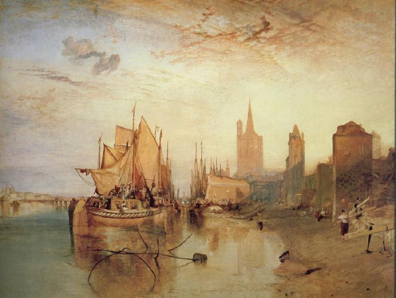 Joseph Mallord William Turner Cologne:The arrival of a packet-boat:evening oil painting picture